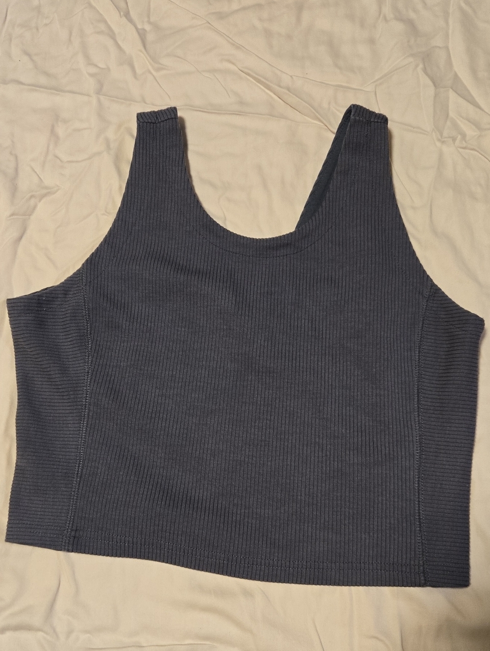 Ribbed Tank Crop Top - Charcoal Gray